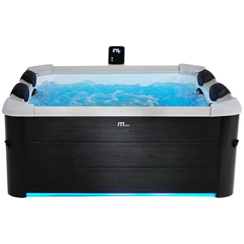 Image of MSpa Oslo 6-Person Square Hot Tub Spa – Wi-Fi Controlled Outdoor Bubble Spa with 120 Air Jets, LED Lights, UVC Sanitizer, 850L Capacity, Heats to 40°C, Includes Cover & Accessories