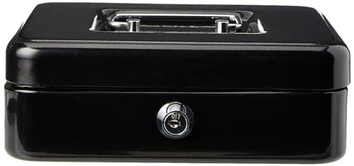 Image of 5 Star Facilities Cash Box with 5-compartment Tray Steel Spring Lock 8 Inch, Black