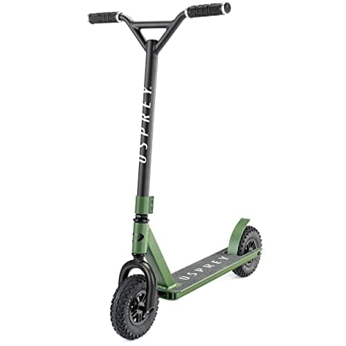 Image of Osprey Dirt Scooter | for Adults and Beginners Scooter with Chunky Road Tyre Off Road All Terrain Pneumatic Trail Tires and Aluminium Deck, Multiple Colours, Green, 53 x 85 x 88 cm
