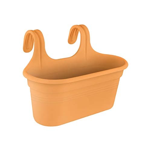 Image of Muddy Hands Large Hanging Planter Outdoor Garden Fence Balcony Rail Railing Flower Herb Trough Plant Pot (1, Terracotta)