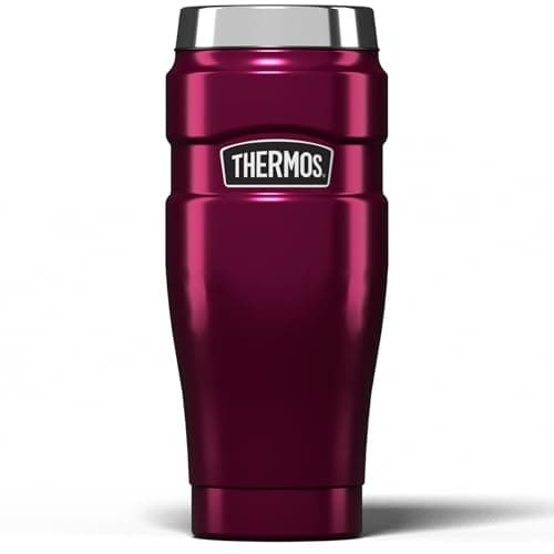 Image of Thermos Stainless King Travel Tumbler & Multi- Purpose Flask- 470ml Insulated Hot & Cold Water Bottle for Daily Commute & Weekend Adventures - Sleek Design in Raspberry, 5-Year Durability