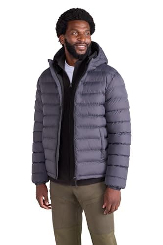 Image of Mountain Warehouse Season Mens Padded Jacket - Water Resistant Puffer Coat, Lightweight, Lab Tested to -30C, Microfibre Filler - Spring Summer, Travelling, Walking Dark Grey S