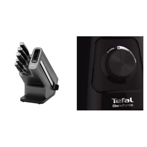 Image of Ninja Foodi StaySharp Knife Block with Integrated Sharpener, 5-Piece Knife Set Includes Chef Knife & Tefal Blendforce II Blender, 2L Plastic Jug, 1.25L Effective Capacity, 600W