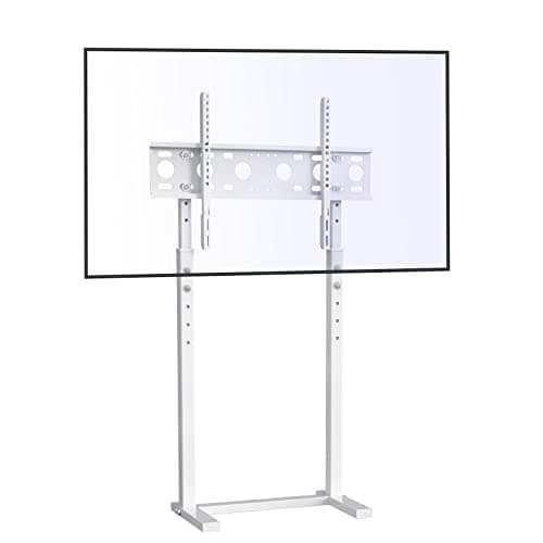 Image of UNHO Floor TV Stand White, Slim TV Stand Height Adjustable TV Bracket Stand Universal TV Mount for 32”-65” Flat Panel LED LCD Screens Max VESA 600x400 up to Loading Weight 40KG