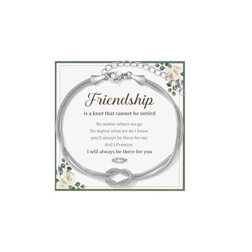 Image of LynixTrade Friendship Bracelet for Women Love Knot Stainless Steel Silver Friendship Bracelets Birthday Christmas Friendship Jewelry Gifts for Women Friend Bestie