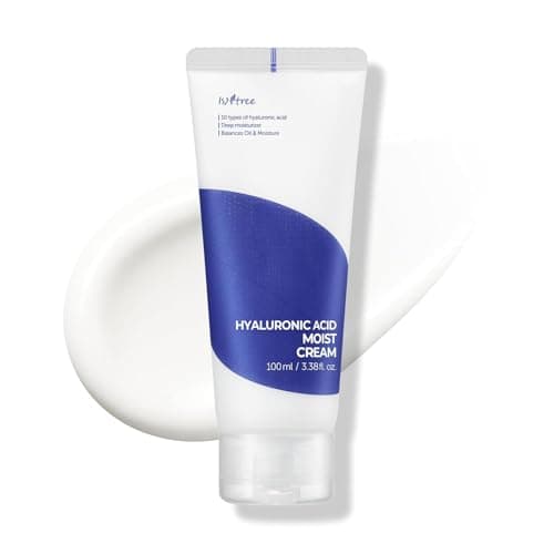 Image of ISNTREE Hyaluronic Acid Moist Cream 100ml, 3.38 fl.oz | Korean Skincare | Deep Hydration for Dry Skin | Balances Oil & Moisture | Lightweight & Non-Greasy | Fragrance-Free