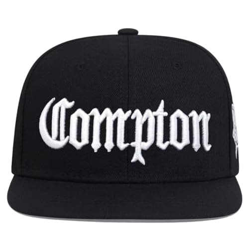 Image of Doniya Fitness Compton Snapback Cap, Hip Hop Baseball Hat, Unisex Adult, Adjustable (UK, Alpha, One Size, Black)