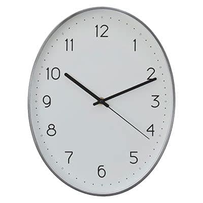 Image of Premier Housewares Wall Clock Dark Grey/Black Finish Frame Clocks For Living Room/Bedroom/Contemporary Style Oval Shaped Design Metal Clocks For Hallways 4 x 35 x 27