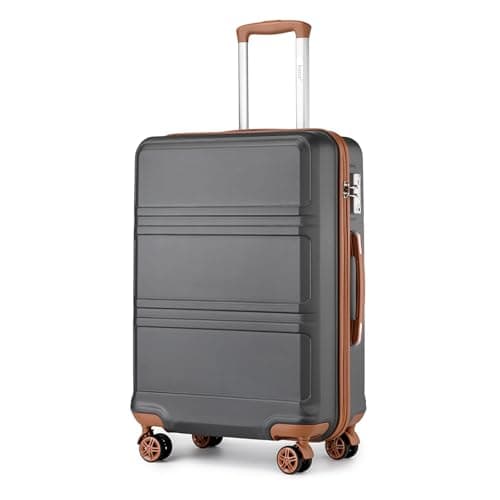 Image of Kono Large Suitcase 28 Inch Luggage Lightweight ABS+PC Hard Shell Trolley Travel Case with TSA Combination Lock and 4 Spinner Wheels (28", Grey/Brown)