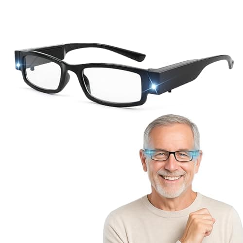 Image of 250% Magnifying Glasses with LED Light, 2.5X Reading Magnifying Glass Hands Free Lighted Magnifier Eyeglasses for Hobbies, Reading, Close Work, Crafts, Jewellers Repairing for Men and Women (Black)