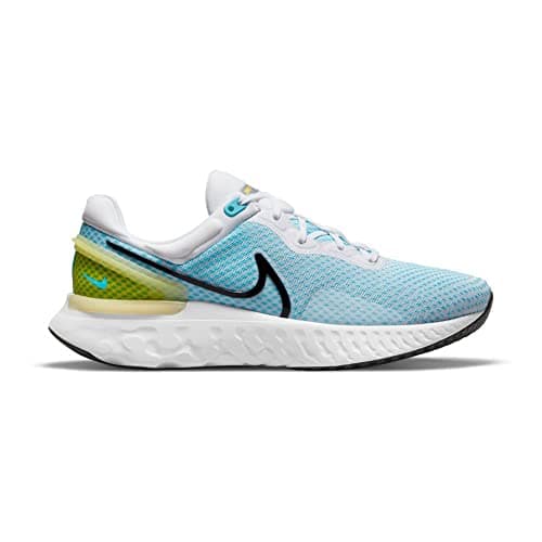 Image of Nike Men's React Miler 3 Running Shoes, White Black Chlorine Blue Vivid Sulphur, 41 EU