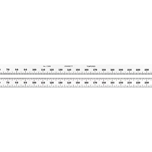 Image of Starrett C330-300 Full Flexible Steel Rule With Millimetre Graduations, 300 mm Length, 12.7 mm Width, 0.4 mm Thickness