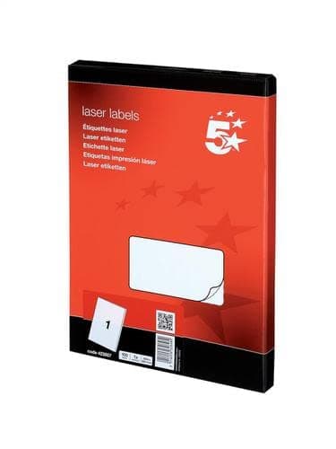 Image of 5 Star Office Multipurpose Labels Laser Copier and Inkjet 1 per Sheet 199.6x289.1mm White [100 Labels]+ Free finchley Refill Pen (5)