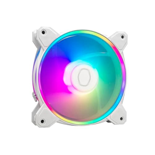Image of Cooler Master MasterFan MF120 Halo2 ARGB White - Case & Cooling Fan, Dual Ring Addressable RGB Lighting, Rifle Bearing, Enlarged Air Balance Blades, Jam Sensor Protection & Upgraded Driver IC - 120mm