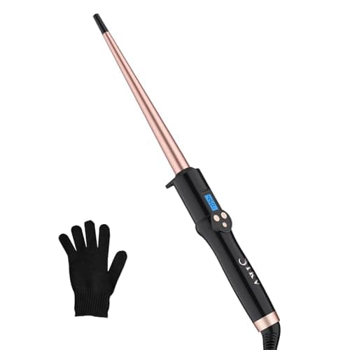 Image of Hair Curling Wand for Long Hair,9-19mm Tapered Curling Iron Ceramic Barrel,Dual Voltage Hair Curler,Glove Include