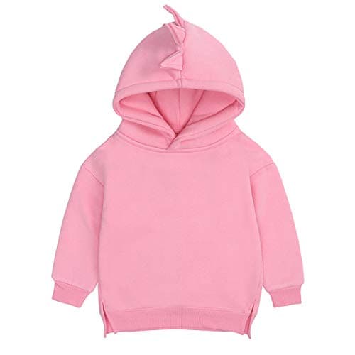 Image of famuka Unisex Toddlers Sweatshirt Solid Colors Baby Hoodie (Pink, 6-9 Months)