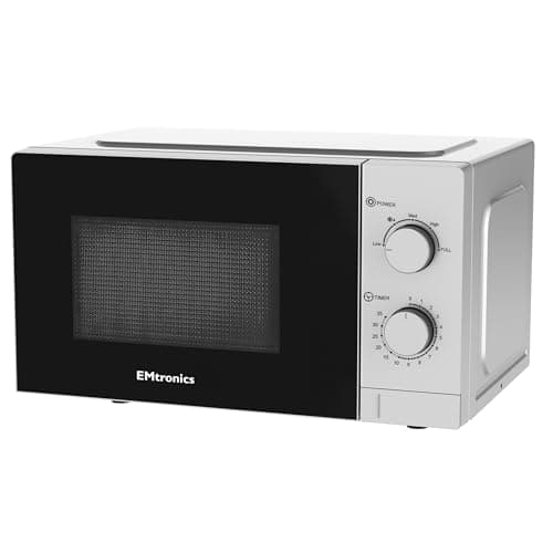 Image of EMtronics 20 Litre 700W Manual Control Microwave with 5 Power Levels, Defrost Function, 35 Minute Timer and Cavity Light - Silver