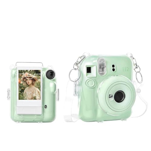 Image of Rieibi Clear Case Compatible with Fuji Instax Mini 12, Hard Carrying Case Bag for Fujifilm Instax Mini 12 Instant Camera, PC Cover with Photo Storage Pocket & Clear Strap