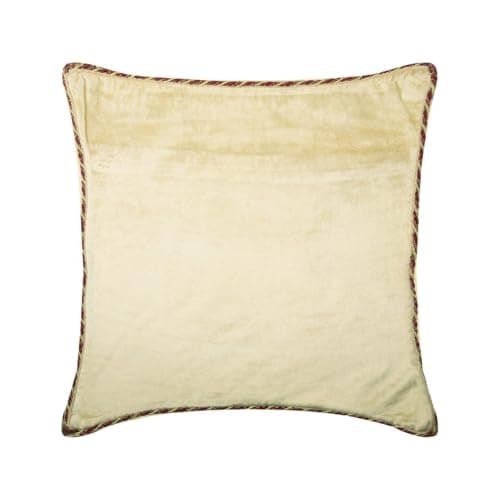Image of The HomeCentric Pearl Ivory Cushion Shams, Solid Color Beaded Cord Cushion Sham, 60x60 cm (24x24 inch) Cushion Shams, Square Velvet Shams, Contemporary Cushion Shams - Pearl Ivory Velvet