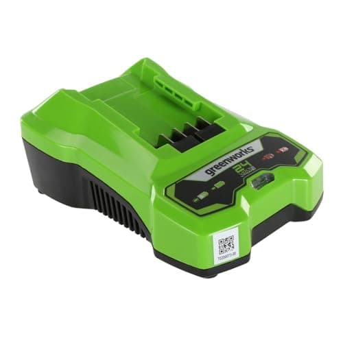 Image of Greenworks 24V Battery Charger - Suitable for G24B2 & G24B4 Batteries. Wall Mounted + LED Charge Indicator. 3 Year Warranty