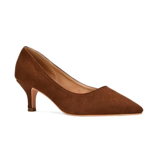Image of Womens Low Kitten Heel Pumps Ladies Pointed Toe Courts Work Office Evening Shoes