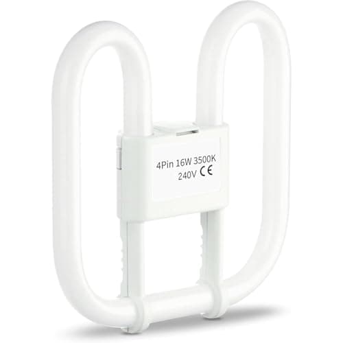 Image of Quebec 16W 2D Square 4-Pin GR8 Cap Compact Fluorescent Lamp, Warm White 3500K, Non-Dimmable CFL Light Bulb, Energy Class A, AC 240V, DD Flat Butterfly Bulb for Flush Mount Ceiling Lighting, 8000 Hours