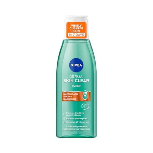 Image of NIVEA Derma Skin Clear Toner (200ml), Cleansing and Hydrating Salicylic Acid Toner Enriched with Niacinamide to Rebalance and Remove Impurities, For Blemish-Prone Skin