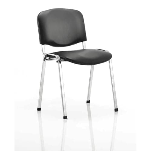 Image of OPO ISO Stacking Chair Robust Frame Curved Backrest | Stackable up to 12 High Padded Seat Great Conference/Meeting Chair Black Vinyl Black Vinyl Chrome