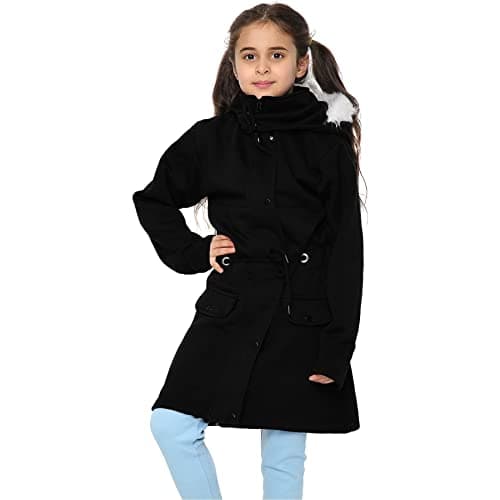 Image of A2Z 4 Kids Girls Camouflage Parka Jacket with Faux Fur Hood Long - Fleece Padded Jacket Black 7-8