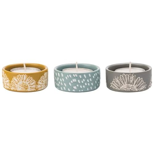Image of ENGLISH TABLEWARE Company Artisan Flower Set of 3 Tealight Holders