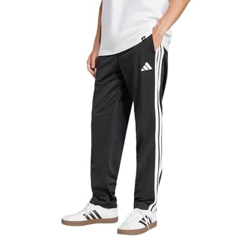 Image of adidas Men's Essentials Warm-up Open Hem 3-Stripes Tracksuit Bottoms, Black/Black, 5X-Large