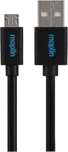Image of Maplin USB-A to Micro USB-B Cable Black, 0.75m, Charging and Syncing, for Samsung Galaxy S7 S6 S5 J7 Edge Note 5, Huawei, Nexus, HTC, Sony, Kindle Fire, PS4 Controller, Cameras, Speakers etc
