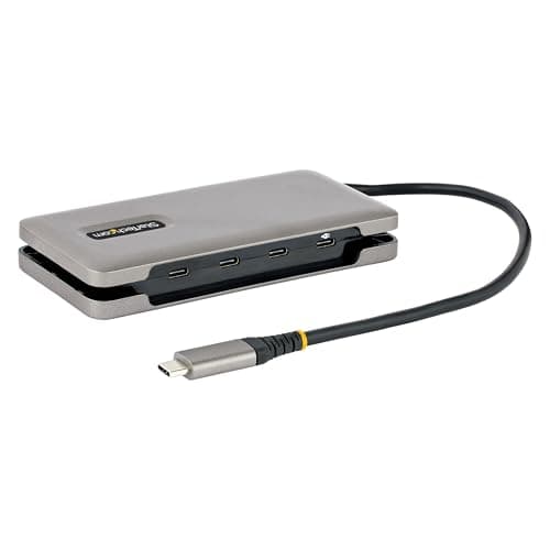 Image of StarTech.com 4-Port USB-C Hub, 4x USB-C Ports, USB 3.1 - 10Gbps - Portable USB C Hub w/ 100W Power Delivery Pass-Through - USB Type C Hub w/ 12.6in/32cm Wrap-Around Cable - USBC Splitter (HB31CM4CPD3)