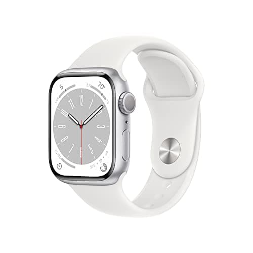 Image of Apple Watch Series 8 (GPS, 41MM) - Silver Aluminum Case with White Sport Band, Regular (Renewed)