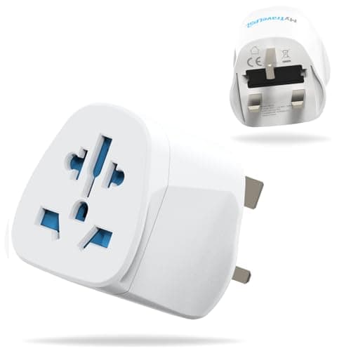 Image of MyTravelPal World To UK Travel Adapter (2 Pack) | UK Safety Standards | 2 x Universal Travel Adaptor With 10A Fuse | Accepts US, Europe, Australia, China Plugs For Use in UK | Type G Adapter