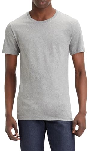 Image of Levi's Men's Slim 2-pack Crewneck Tee, White/ Med Heather Grey, L