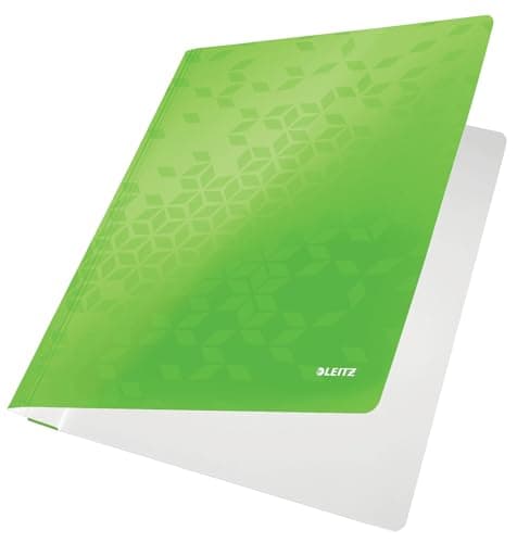 Image of Leitz 30010054 3-Flap Folder, Holds Up to 150 A4 Sheets, Elastic Closure, Cardboard, WOW Range, Green