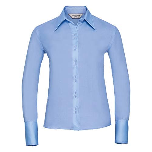 Image of Russell Collection Ladies/Womens Long Sleeve Ultimate Non-Iron Shirt (M) (Bright Sky)