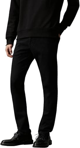 Image of Calvin Klein Men’s Mid Rise Slim Jeans, Black (Denim Black), 34W/34L