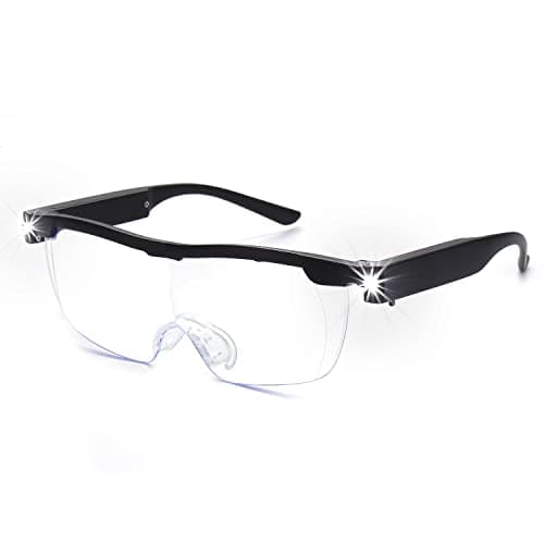 Image of 200% Magnifying Glasses with Light, Rechargeable LED Lighted Magnification Eyeglasses, Anti Blue Light, Bright Sight Hands Free Magnifier for Close Work, Craft, Jewellers, Reading, Hobby