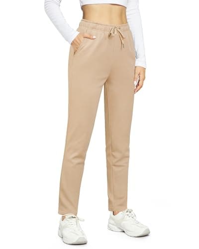 Image of OUGES Joggers for Women UK Tracksuit Bottoms Cotton Ladies Trousers Lounge Sport Pant Sweatpants with Pocket M Khaki