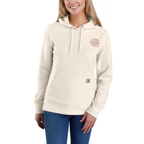Image of Carhartt Women's Rain Defender Relaxed Fit Midweight Chest Graphic Sweatshirt, Malt, XL