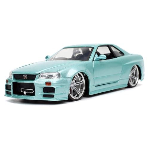 Image of Jada 1:24 Die Cast Nissan Skyline GT-R R34 Model Car, Red, Metal, Tabletop, Transportation, Wedding, Anniversary