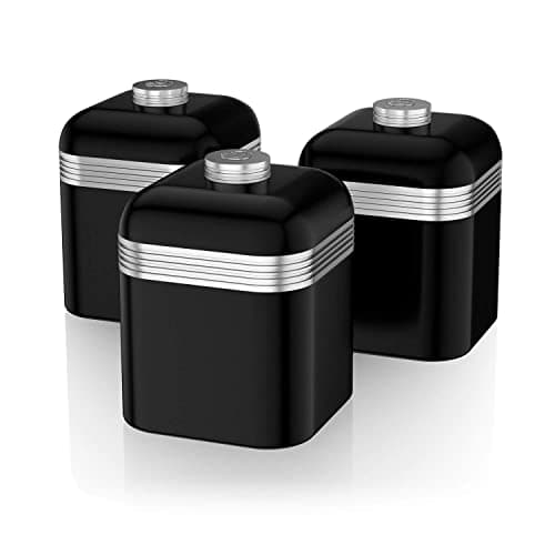 Image of Swan Retro Set of 3 Canisters (Black)