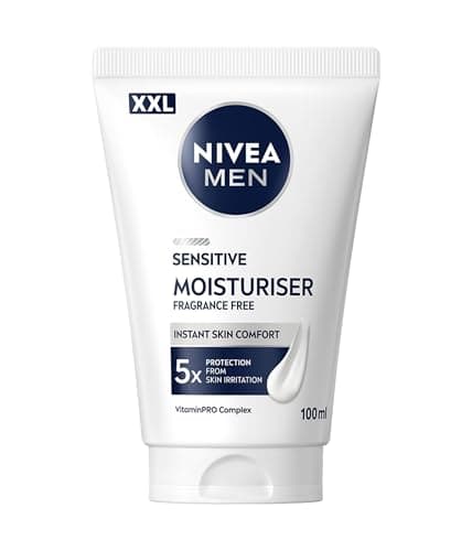 Image of NIVEA MEN Sensitive Facial Moisturiser XXL (100ml), 24H Hydration Moisturiser for Men, Hydrating Face Cream for Sensitive Skin with Chamomile Extract