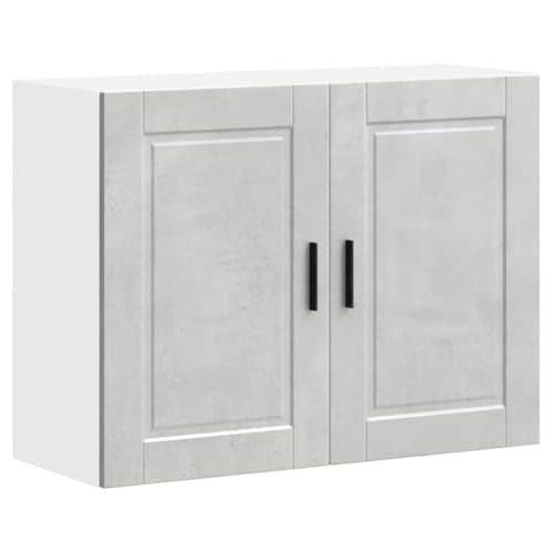 Image of vidaXL Porto Kitchen Wall Cabinet Concrete Grey - Engineered Wood - 80x31x60 cm - Modern Storage for Kitchen, Living Room, Bedroom