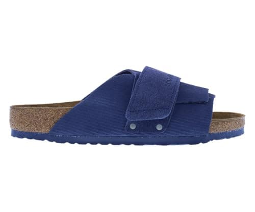 Image of Birkenstock Kyoto Slide Sandals - Classic Inspiration & Modern Comfort with Contoured Cork Footbed - Multiple Colors & Sizes, Corduroy Indigo, 11 Women/9 Men