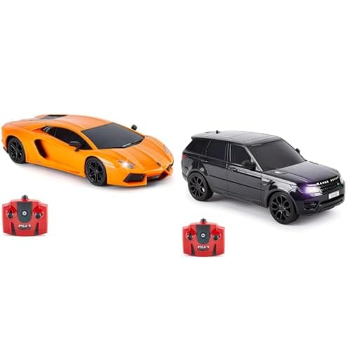 Image of CMJ RC Cars Lamborghini Aventador LP700-4 Officially Licensed Remote Control RC Car 1:24 Scale & TM Range Rover Sport Remote Control Car 1:24 scale with Working LED Lights