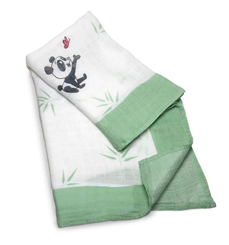 Image of Mama Bamboo Organic Muslin Swaddle Blankets for Newborns and Babies, 100% Bamboo, Breathable, Ping the Panda design