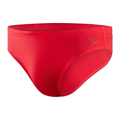 Image of Speedo Men's Eco Endurance+ 7cm Swimming Briefs| Chlorine Resistant | Recycled Fabric | Swim Fitness | Training Swimwear Fed Red